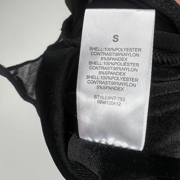 NIA Black Velvet One Shoulder Bodysuit Size Small - Picture 5 of 7